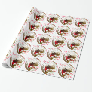 Little Pekingese Grabs Santa Wrapping Paper