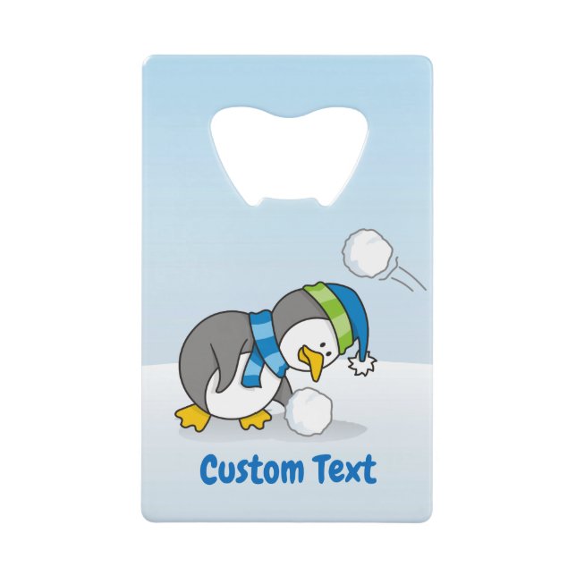 Little penguin getting a snow ball credit card bot (Front)