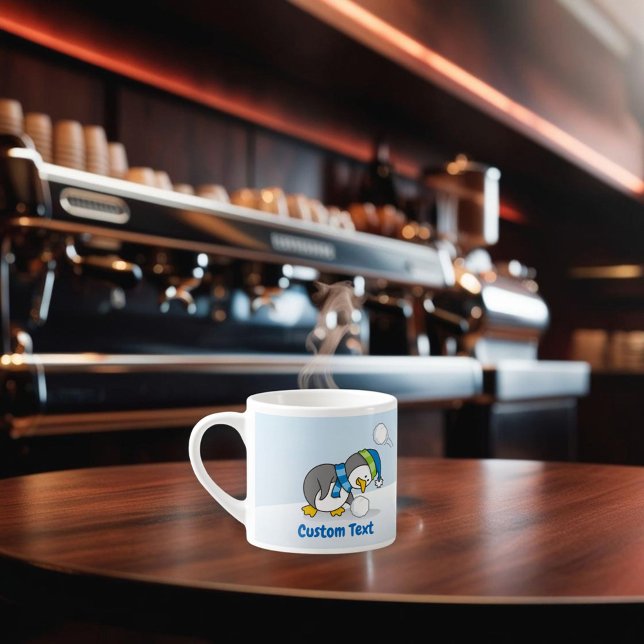 Little penguin getting a snow ball espresso cup (Creator Uploaded)