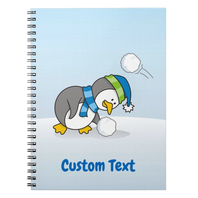 Little penguin getting a snow ball notebook (Front)