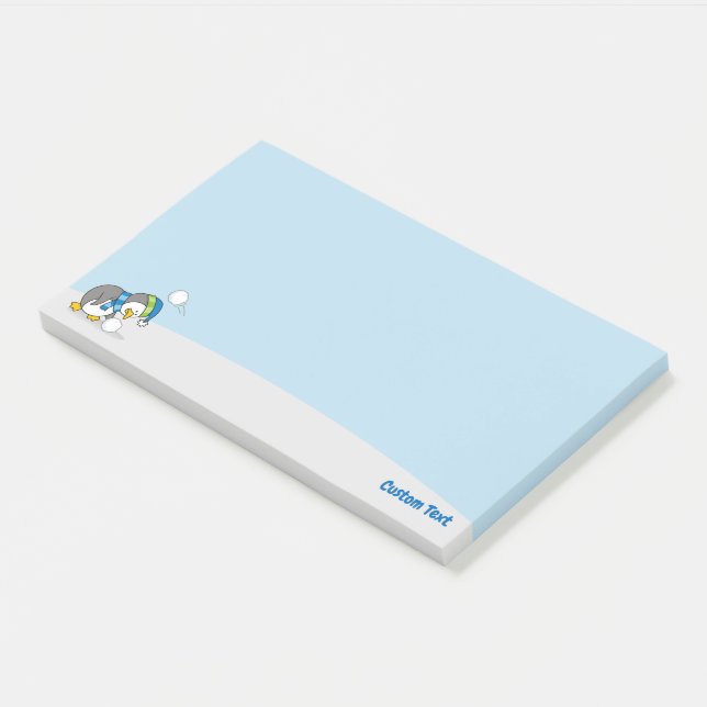 Little Penguin Getting a Snow Ball Post-it Notes (Angled)