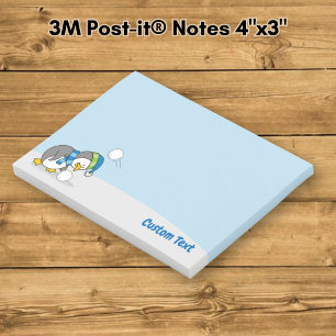 Little Penguin Getting a Snow Ball Post-it Notes