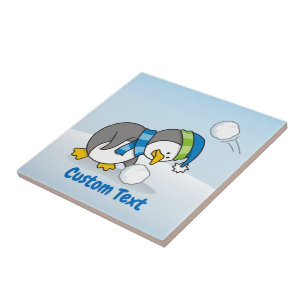 Little penguin getting a snow ball tile
