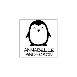 Little Penguin Personalise Rubber Stamp