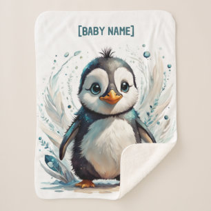 Little Penguin Personalised Sherpa Blanket
