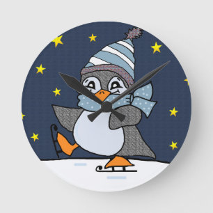 Little Penguin Round Clock