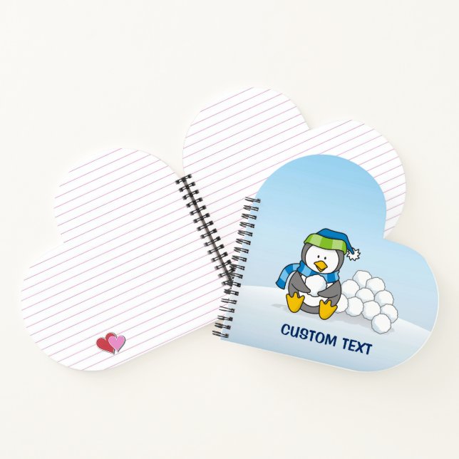 Little penguin sitting with snowballs notebook (Inside)