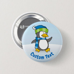 Little penguin walking on snow 6 cm round badge