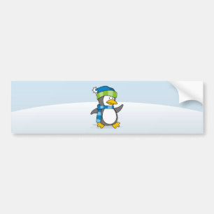 Little penguin walking on snow bumper sticker