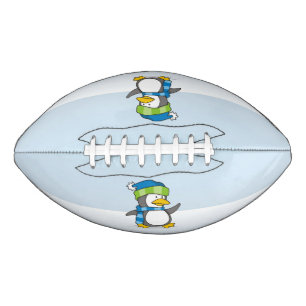 Little penguin walking on snow football