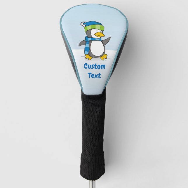 Little penguin walking on snow golf head cover (Front)