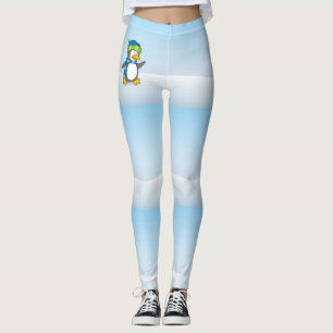 Little penguin walking on snow leggings