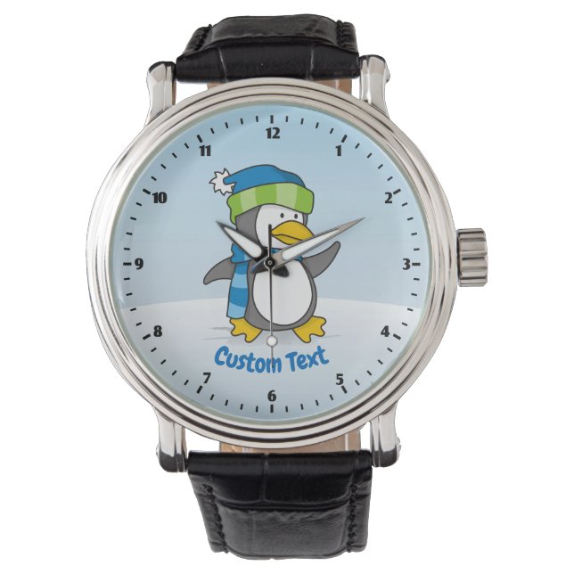 Little penguin walking on snow watch (Front)