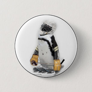 Little  Penguin Wearing Hockey Gear 6 Cm Round Badge
