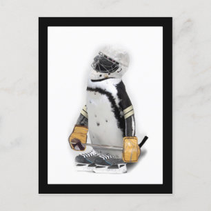 Little Penguin Wearing Hockey Gear Postcard