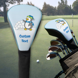 Little penguin with snow balls waving golf head co cover