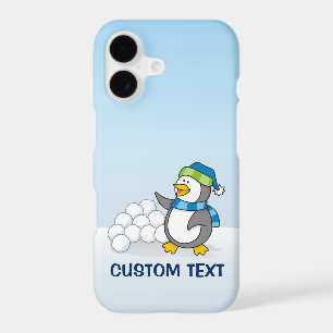 Little penguin with Snow Balls Waving iPhone Case