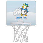 Little penguin with snow balls waving