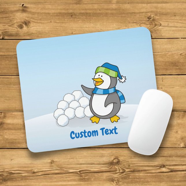 Little penguin with snow balls waving mouse pad (Creator Uploaded)