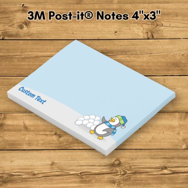 Little Penguin with Snow Balls Waving Post-it Note (Creator Uploaded)