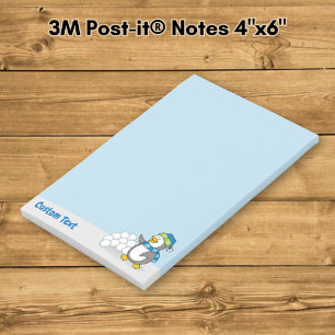 Little Penguin with Snow Balls Waving Post-it Note