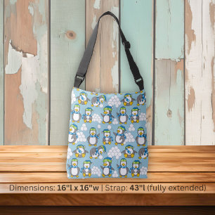Little penguins background crossbody bag