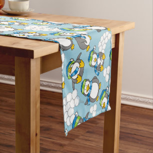 Little penguins background short table runner