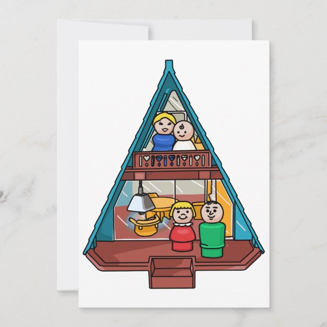 Little People Family In Their A-Frame House Holiday Card (Front)