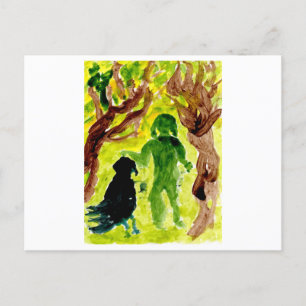 Little person and big bird friend postcard