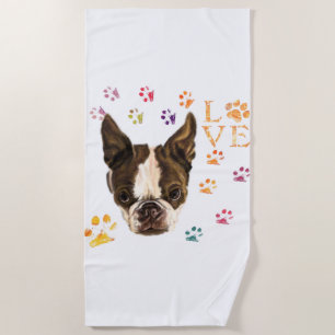Little Pet Dog Beach Towel with Colourful Traces