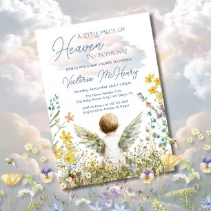 Little Piece of Heaven Angel Baby Shower Invitation