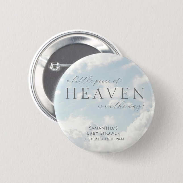 Little Piece of Heaven Baby Shower Custom Button (Front & Back)