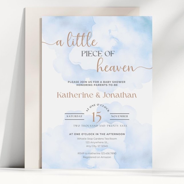 Little Piece of Heaven Baby Shower Invite Editable (Creator Uploaded)