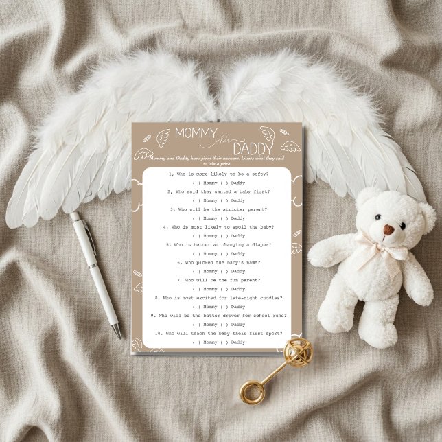 Little Piece of Heaven Beige Guess Who Game  Invitation (Little Piece of Heaven Guess Who Game Invitation)