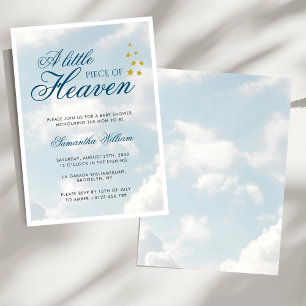 Little Piece of Heaven Blue Boy Baby Shower Invitation