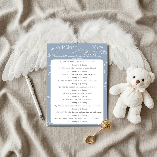 Little Piece of Heaven Blue Guess Who Game  Invitation (Little Piece of Heaven Guess Who Game Invitation)