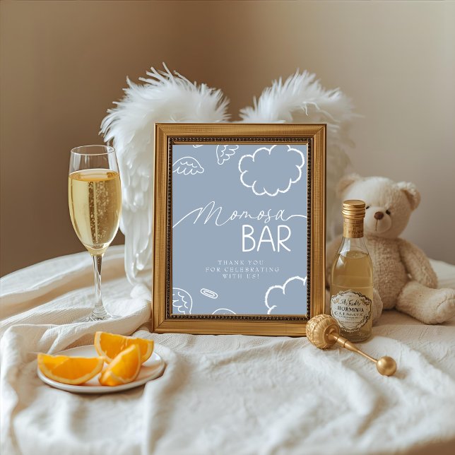 Little Piece of Heaven Blue Momosa Bar Sign Invitation (Little Piece of Heaven Momosa Bar Sign)