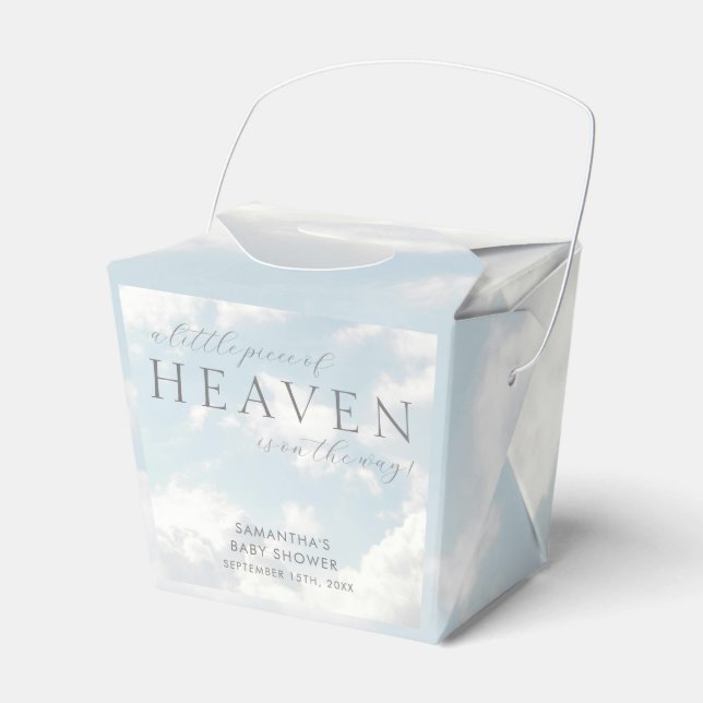 Little Piece of Heaven Clouds Baby Shower Favour Box (Front Side)
