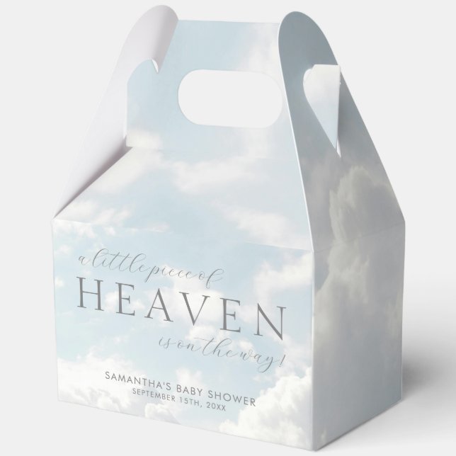 Little Piece of Heaven Clouds Baby Shower Gable Favour Box (Front)