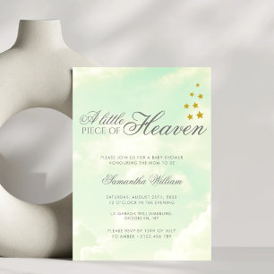 Little Piece of Heaven Clouds Baby Shower Invitation