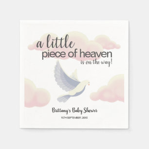 Little Piece of Heaven Clouds Dove Baby Shower Napkin