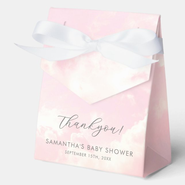 Little Piece of Heaven Custom Clouds Baby Shower Favour Box (Front)