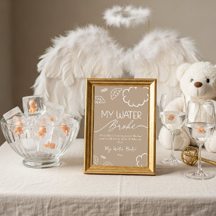 Little Piece of Heaven My Water Broke Game Beige Invitation