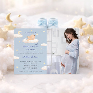 Little Piece of Heaven Photo Baby Boy Shower Invitation