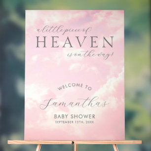 Little Piece of Heaven Pink Baby Shower Welcome Acrylic Sign