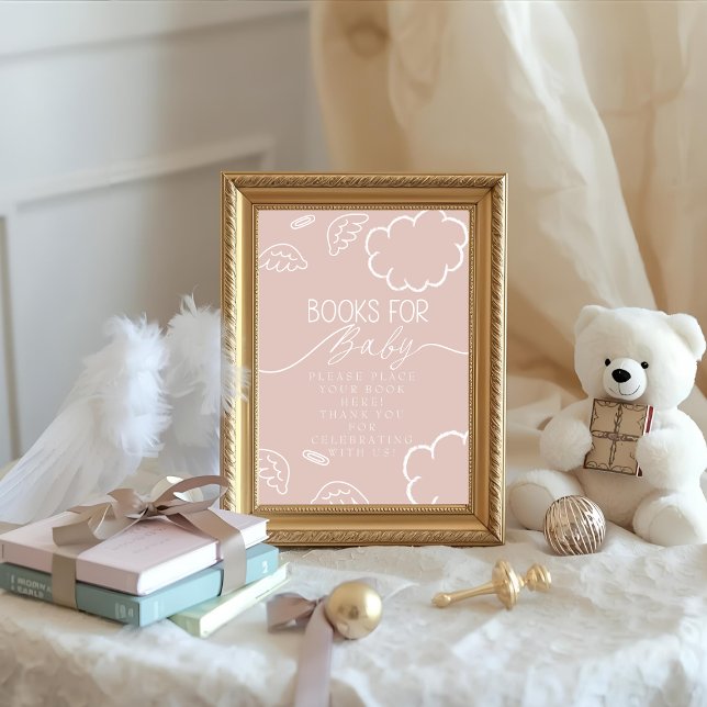 Little Piece of Heaven pink Books for Baby Sign Invitation (Little Piece of Heaven pink Books for Baby Sign)