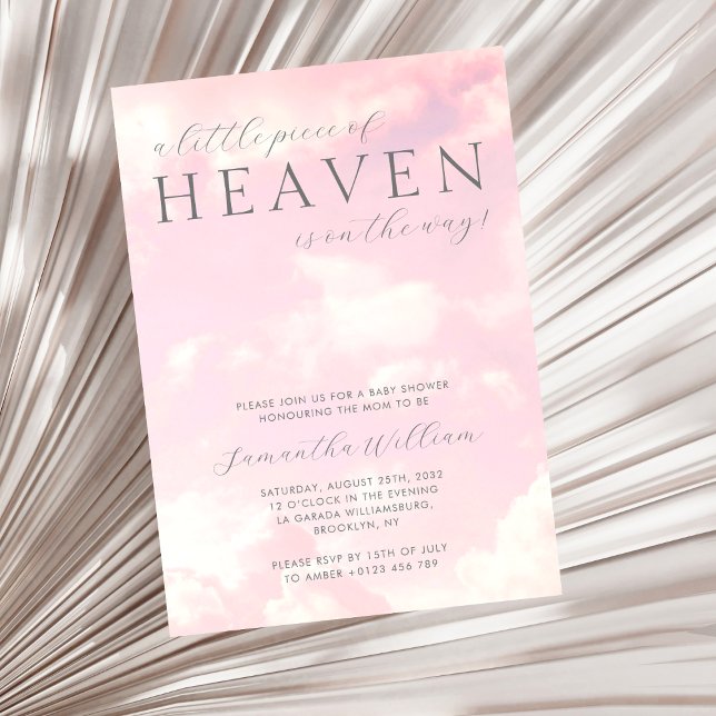 Little Piece of Heaven Pink Girl Baby Shower  Invitation (Creator Uploaded)