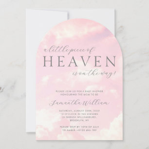 Little Piece of Heaven Pink Girl Baby Shower Invitation