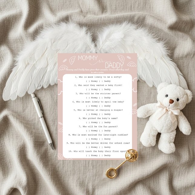 Little Piece of Heaven Pink Guess Who Game  Invitation (Little Piece of Heaven Guess Who Game Invitation)