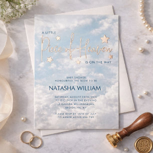 Little Piece of Heaven Sky Blue Clouds Baby Shower